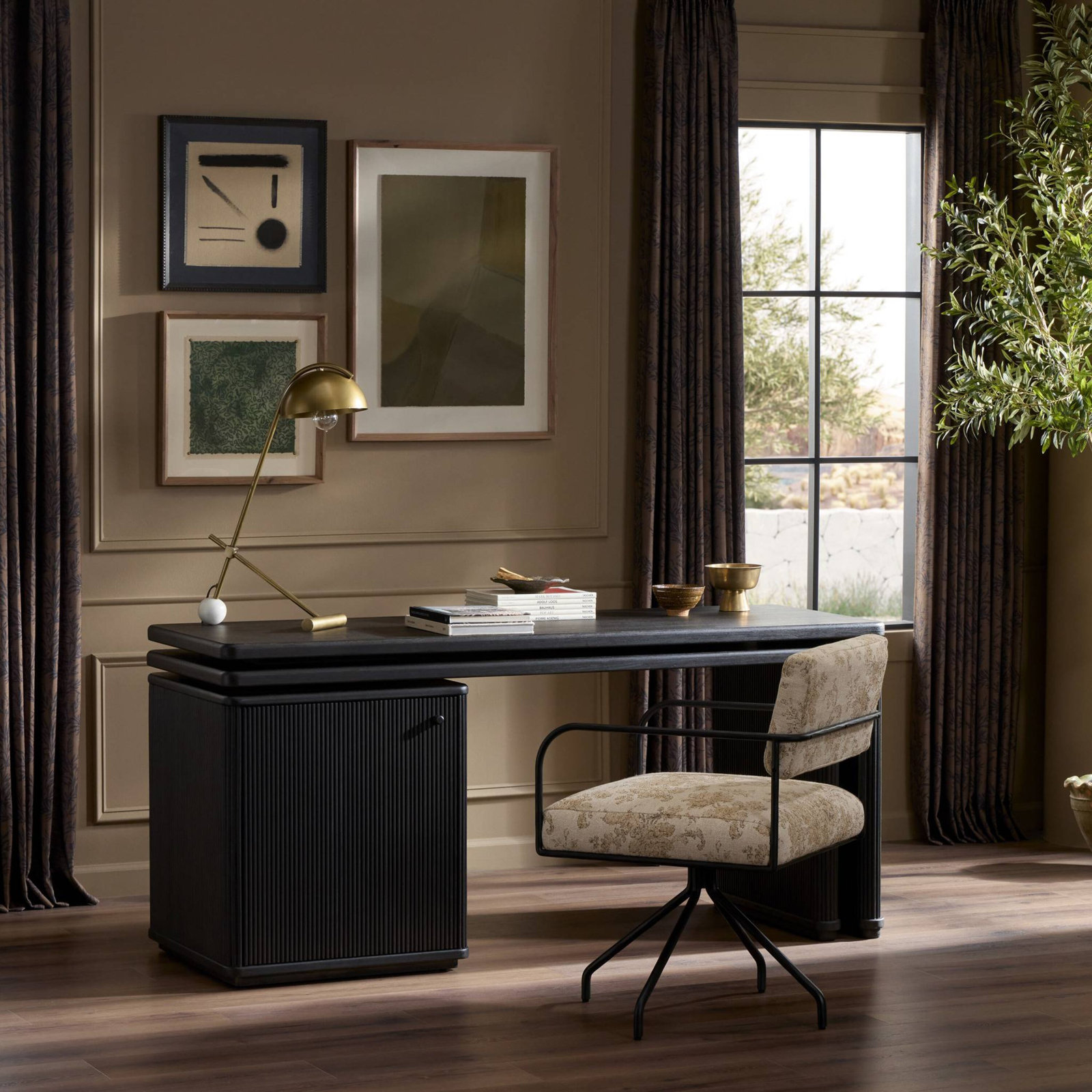 Weston Rotating Desk-Black Parawood
