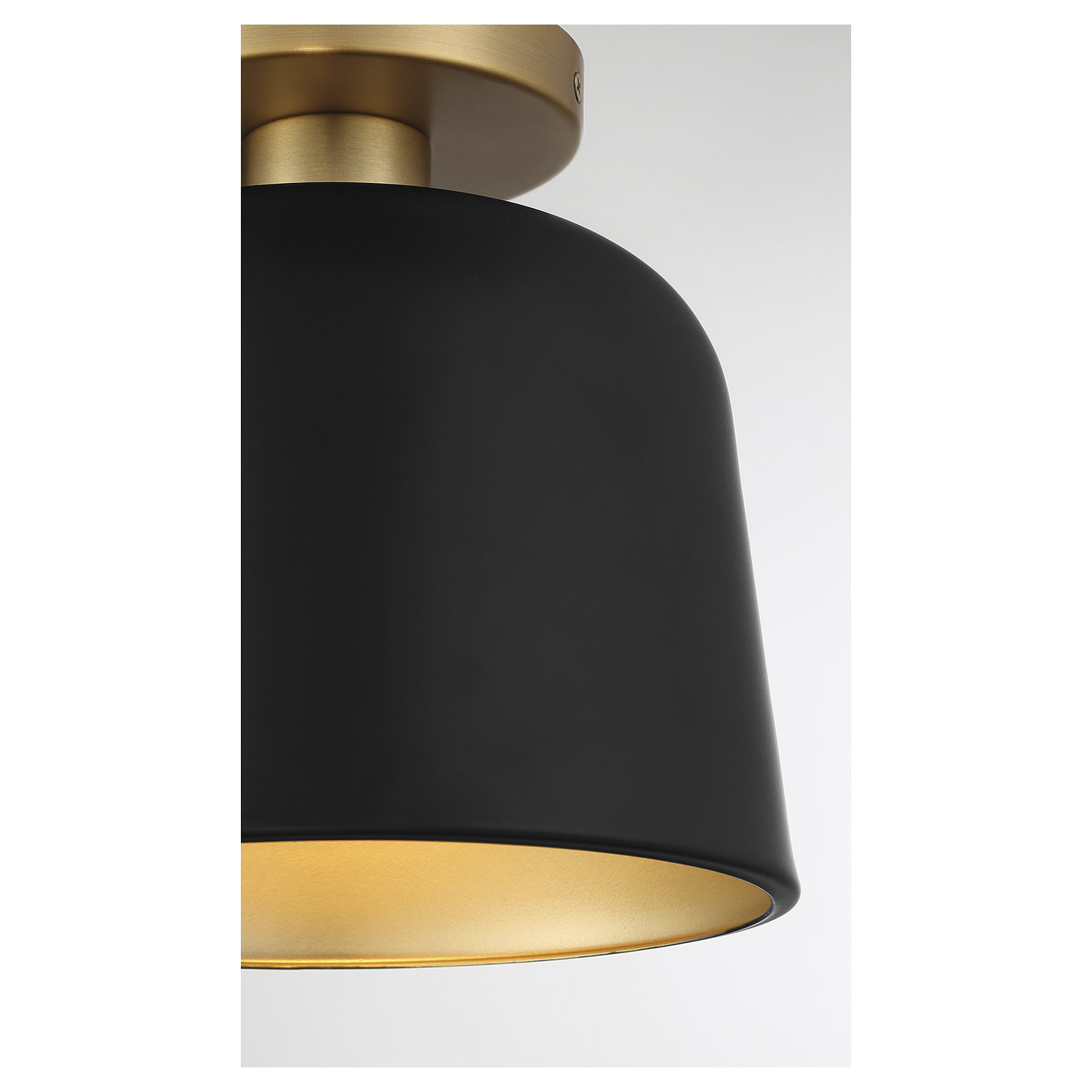 Che Single Light Semi Flush Mount, Black, Natural Brass