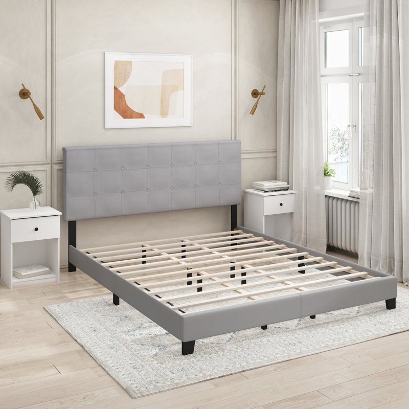Anding Upholstered Slat Bed, California king, Glacier