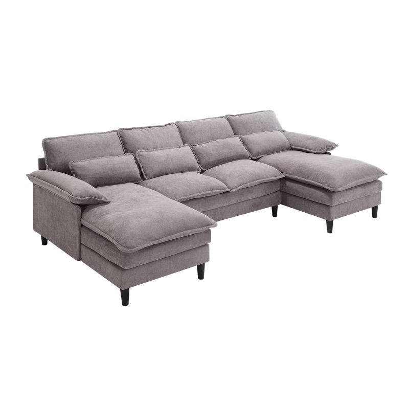 U Shaped Modular Sectional Sofa Couch, Gray Fabric