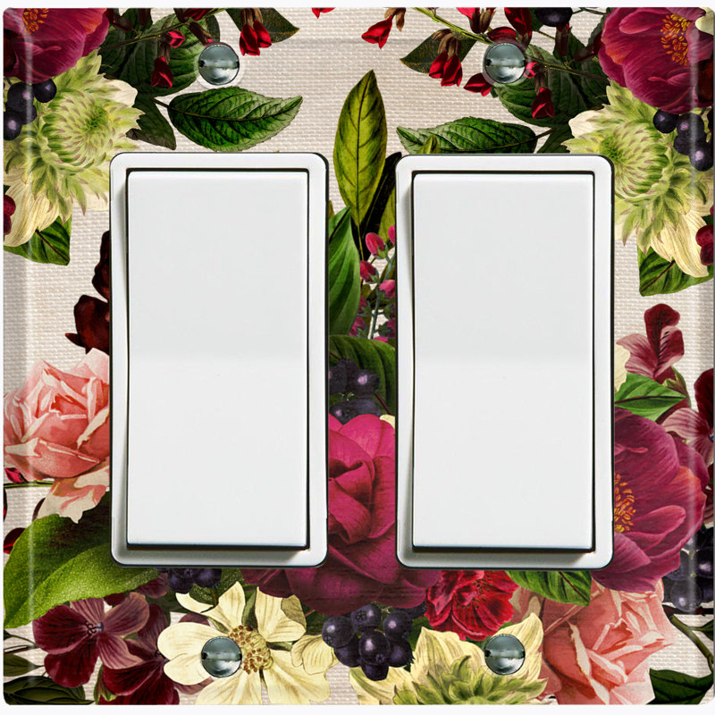Plaque murale berçante 2 bandes Flower Rose Red White