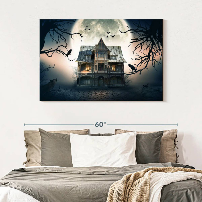 Ominous Haunted House, 32" H x 48" W