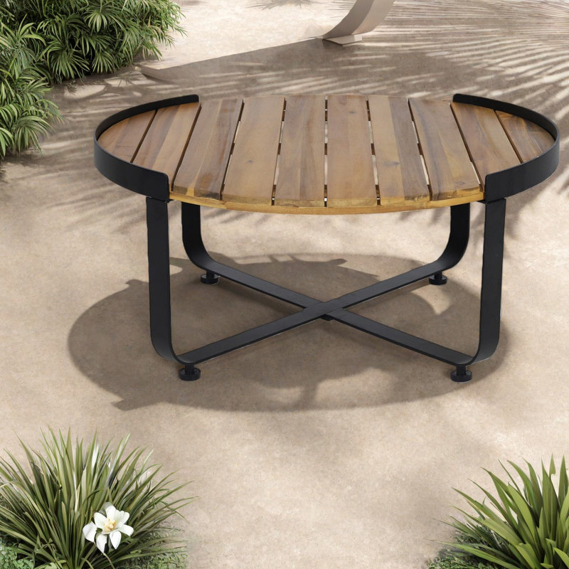 Tables de patio durables, table basse industrielle en bois d'acacia pour la maison