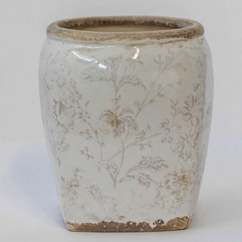 Pot à fleurs craquelé aspect antique