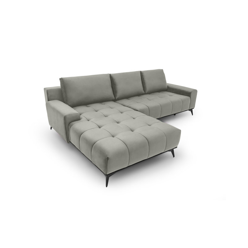 Toledo Orange Upholstered Corner Sofa, Light Grey