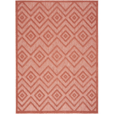 Foundry Select Versatile Diamond Coral/Orange Indoor/Outdoor Area Rug