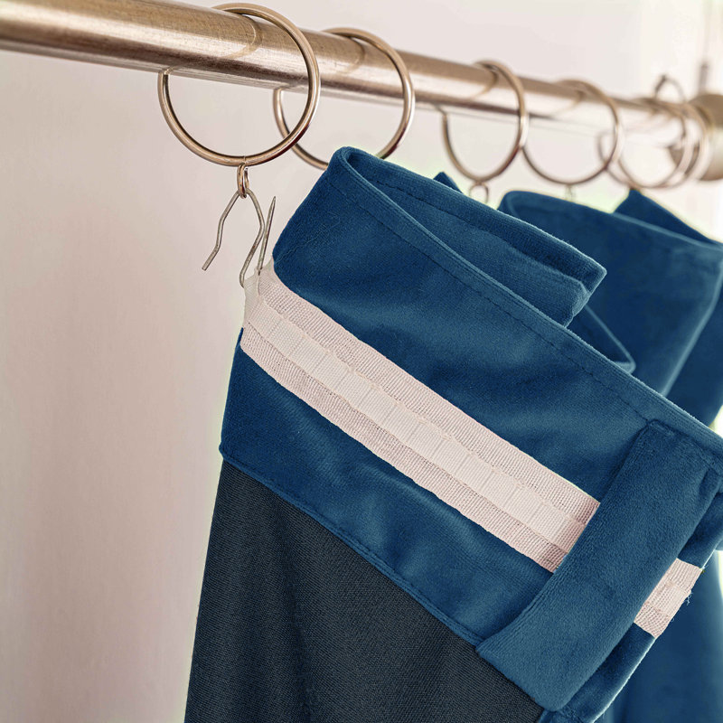 Fayiz Blackout Single Curtain Panel, 52" W x 120" L, Blue