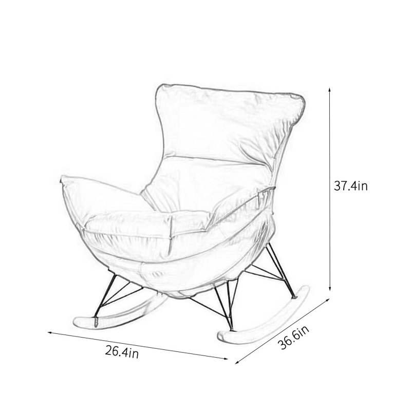 Belle chaise berçante Nordic Leisure, Blanc cassé / Orange