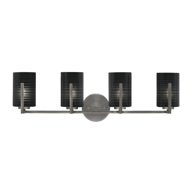 Barre d'éclairage de salle de bain 4 lumières Dayberry avec verre de 4 po, Gris, Blanc