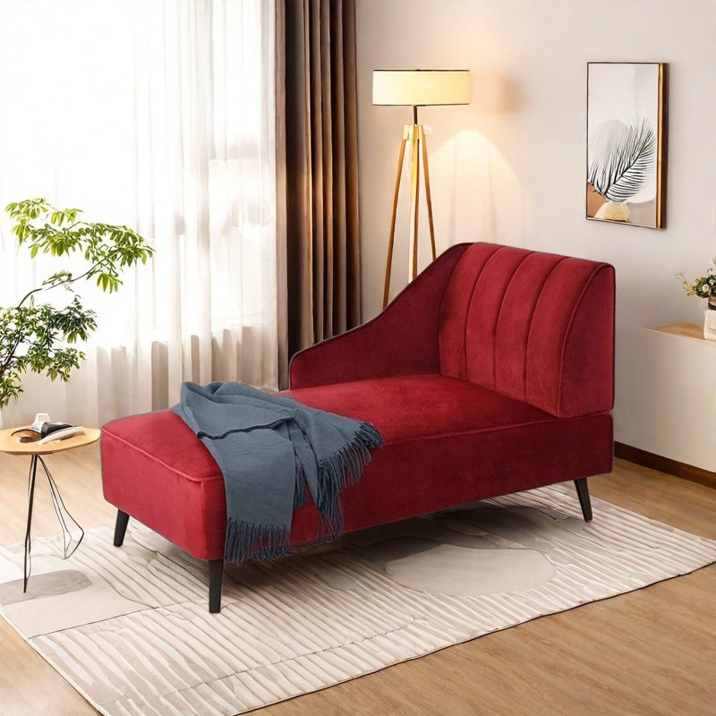 Chaise longue en tissu de qualité supérieure, Rouge, Orienté à droite