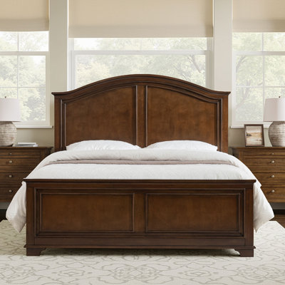 Floriana High Curved Headboard Traditional Bed with Solid Rubberwood and Oak Veneer