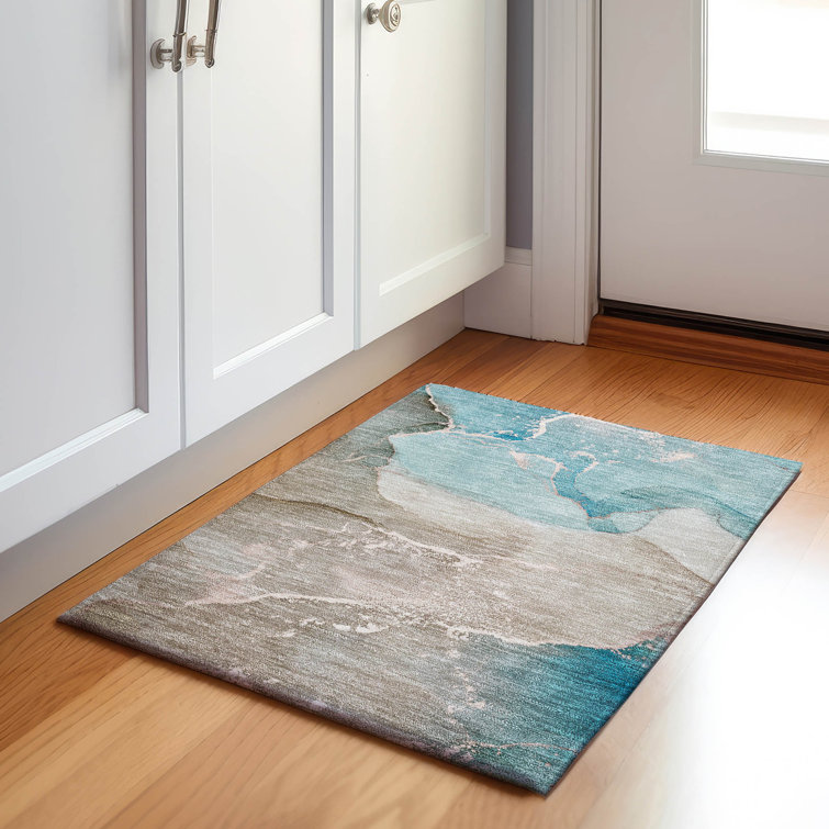 Premium Machine Washable Cerrito AMF517 Teal Rug