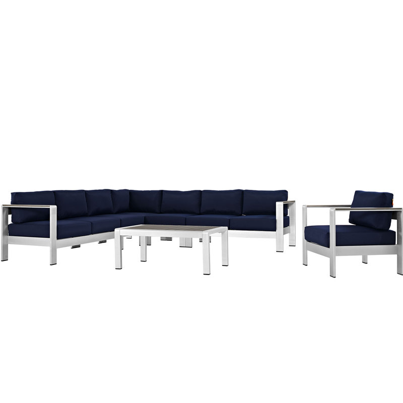 Ensemble de conversation modulaire avec coussins 7 pièces Shore, Marine