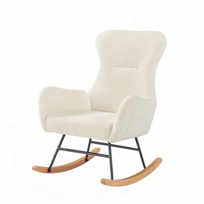 off white teddy fabric rocking chair
