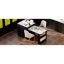 Îlot de cuisine noir moderne avec salle à manger extensible, rangement spacieux, 2 tiroirs, 1 port Type-C, table de salle à manger en faux marbre pour 2 à 6 personnes, armoire, rangement double, tablettes réglables, alimentation électrique