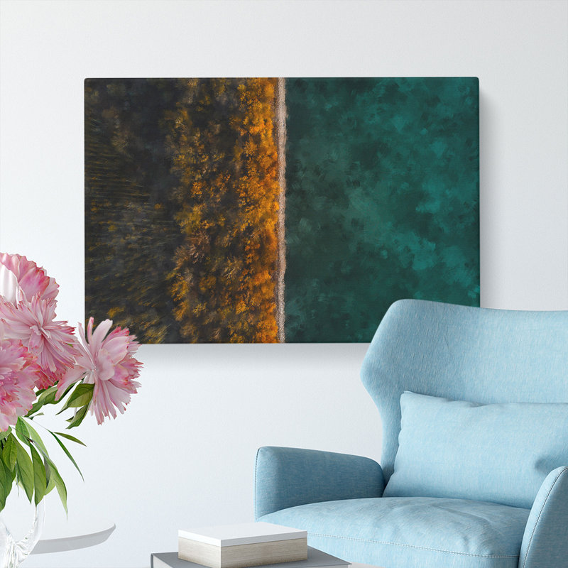 Forest By The River - Wrapped Canvas Painting, 35cm H x 50cm W x 3cm D