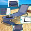 Méridienne réglable à 5 positions avec trous pour le visage et les accoudoirs, pliable pour la piscine, la plage, le patio et la pelouse (bleu foncé, 2 pièces)