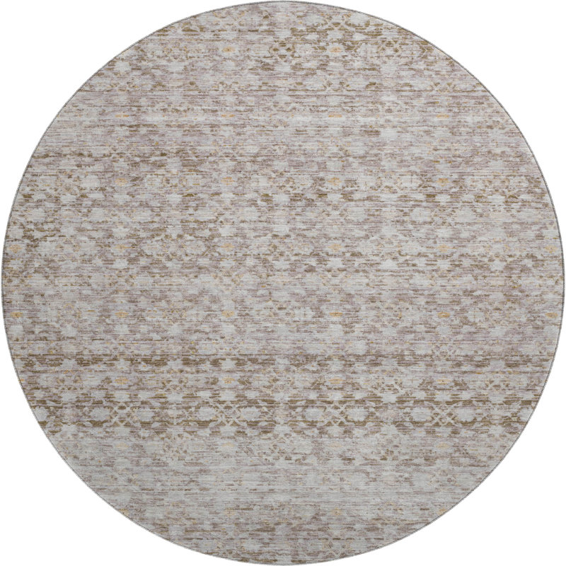 Premium Machine Washable Bucz AMF1747 Stripe Rug, Round 8'