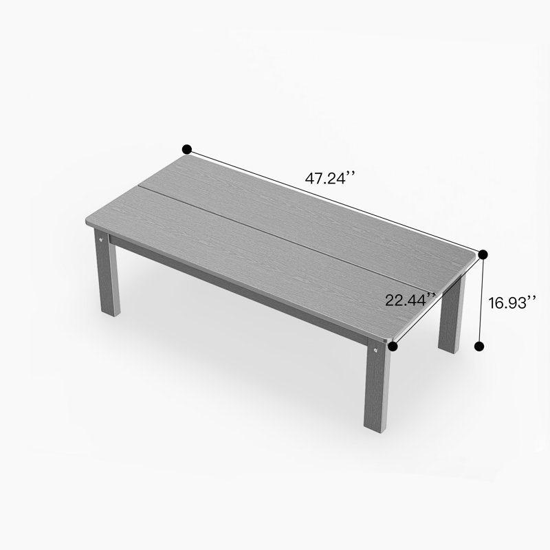 HDPE Outdoor Coffee Table for Patio, Porch & Lawn, All-Weather Poly Side Table for Adirondack Chairs & Outdoor Sofas, Gray