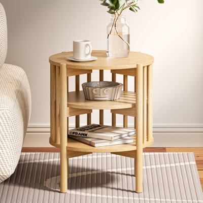 End Table With 3-tier Storage Shelves
