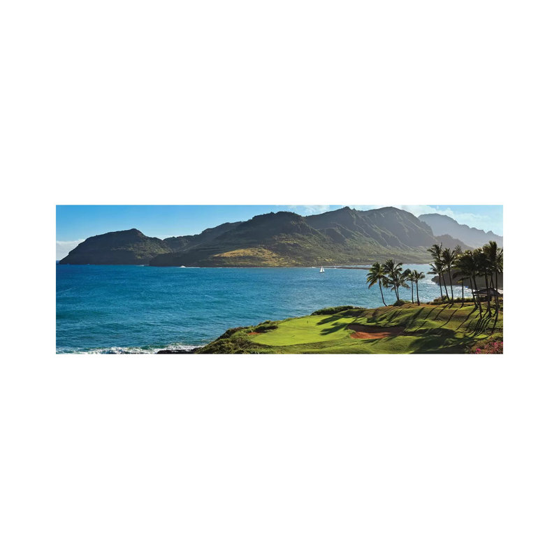 Palm Trees in a Golf Course 2, Kauai Lagoons, Kauai, Hawaii, USA 1 Piece Wrapped Canvas Panoramic Wall Art
