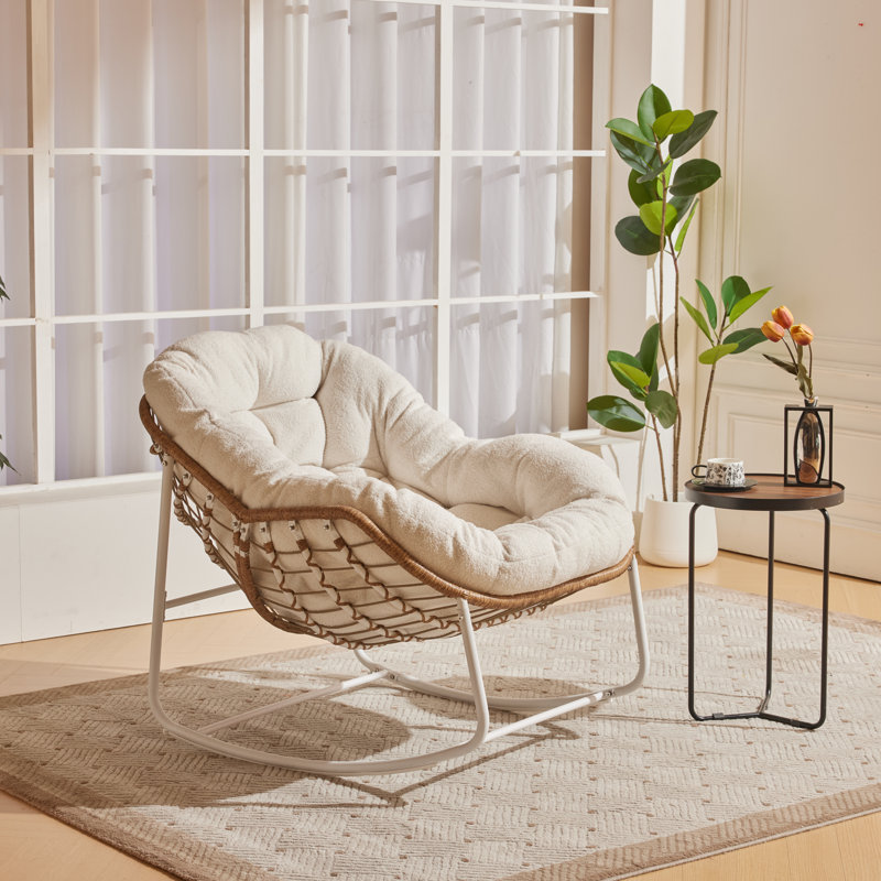 Varad Metal Rocking Chair, Brown/White Incorrect, White