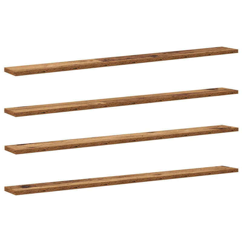 Bookshelf Board Extra Shelf Replacement Panel DIY Board Engineered Wood, (4 Shelves) 1.5cm H x 100cm W x 10cm D, Light Brown 
