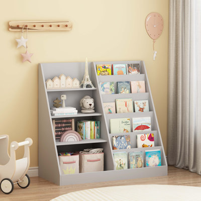 Bibliothèque, bibliothèque en bois à 4 niveaux pour petits espaces
