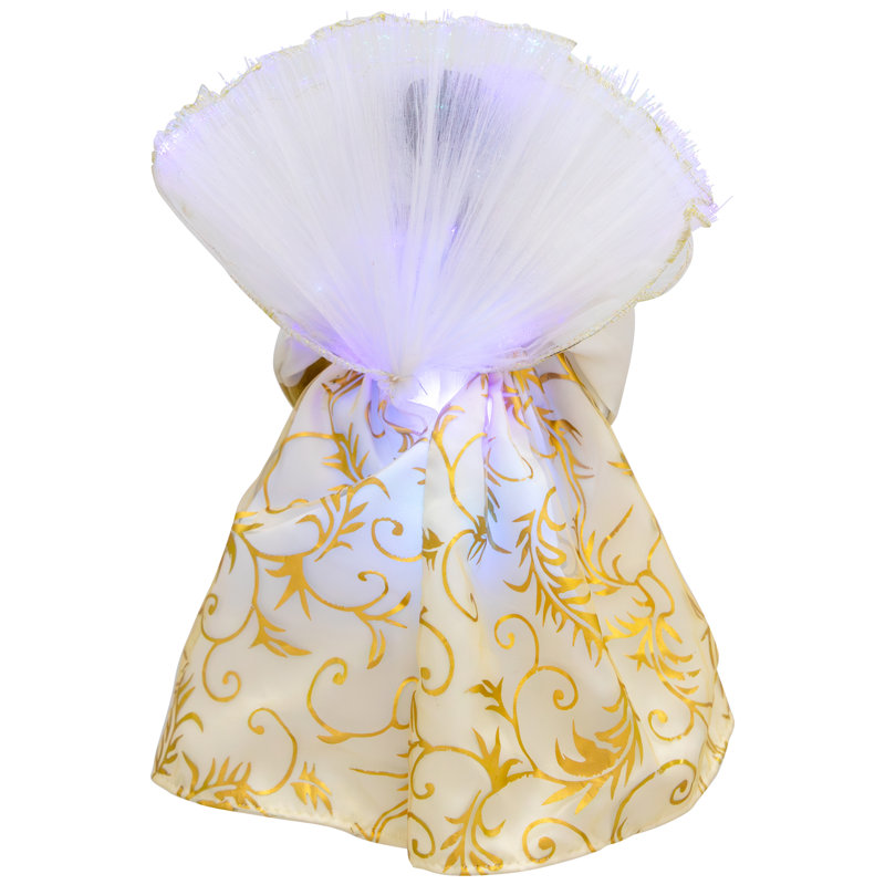 Lighted Fiber Optic African American Angel Christmas Tree Topper - 12" - Gold