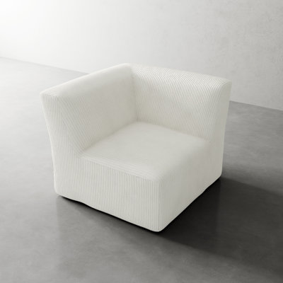 Berlare Upholstered Compression Beige Corduroy Modular Singler Corner Accent Chair – Fully Compressed, No Assembly Required