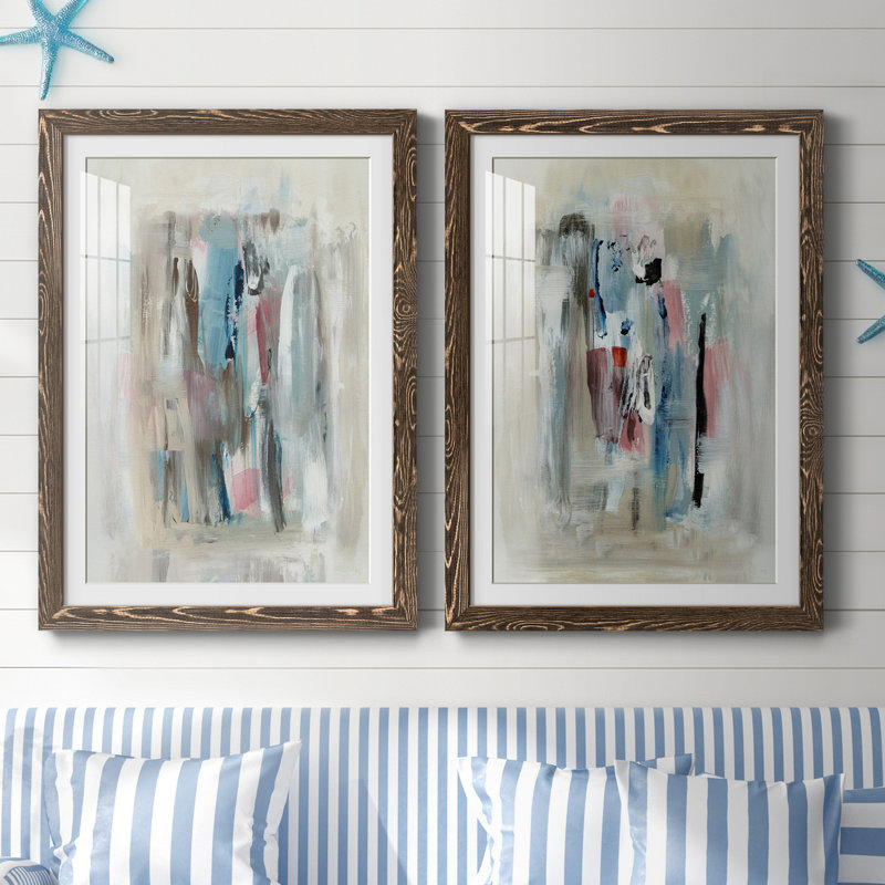 «Rain Shadow I», ensemble de 2 reproductions d'art, Blanc, H 44 po x l 31 po x P 1 po, Papier, cadre noyer