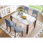 Ensemble de table de salle à manger 5 pièces pour 4 personnes, table de style faux marbre de 46 po et 4 chaises rembourrées avec pieds en bois d'hévéa massif, siège rembourré, dossier incurvé, ensemble de coin-repas peu encombrant pour la salle à manger, gris