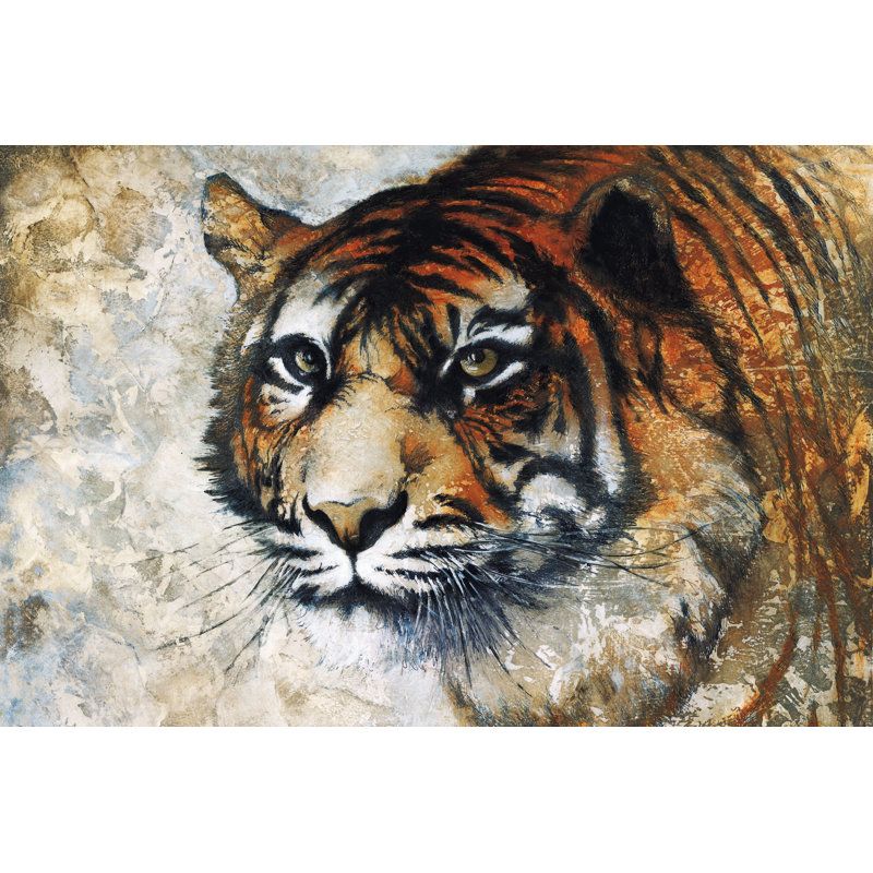 Serious Tiger - Wrapped Canvas Painting, 30cm H x 46cm W x 3.8cm D