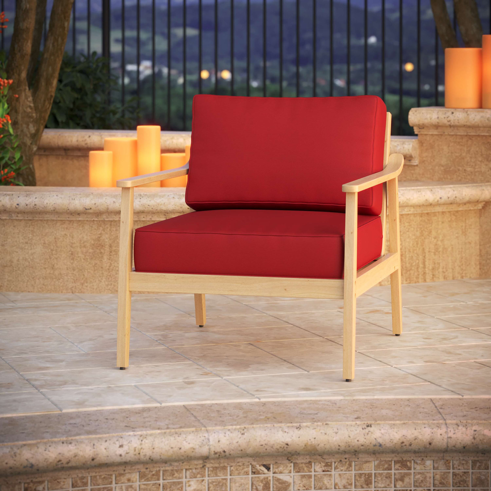 Lani Outdoor Sunbrella Seat/Back Cushion, Canvas Jockey Red Sunbrella® Canvas