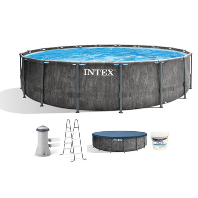 Steel Round Frame Set Pool 48'' H x 180'' W x 180'' L , with Pump Included
