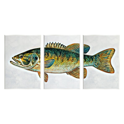 «Lake House Bass Fish Wildlife» par Ashley Aldridge - 3 pièces, impression