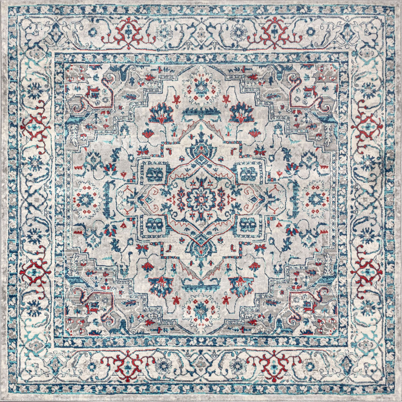 Tapis gris clair / bleu Lawrence Hill, Carré 6 pi 7 po