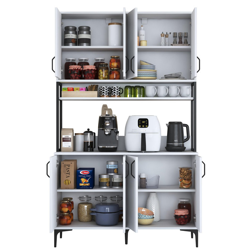 Armoire polyvalente moderne, blanche, 47,2 x 78,1 x 15,7 pouces | Panneau de particules 100% mélamine de qualité E1, nombreuses tablettes, fixation murale, rangement supplémentaire | Conception élégante pour la maison ou le bureau