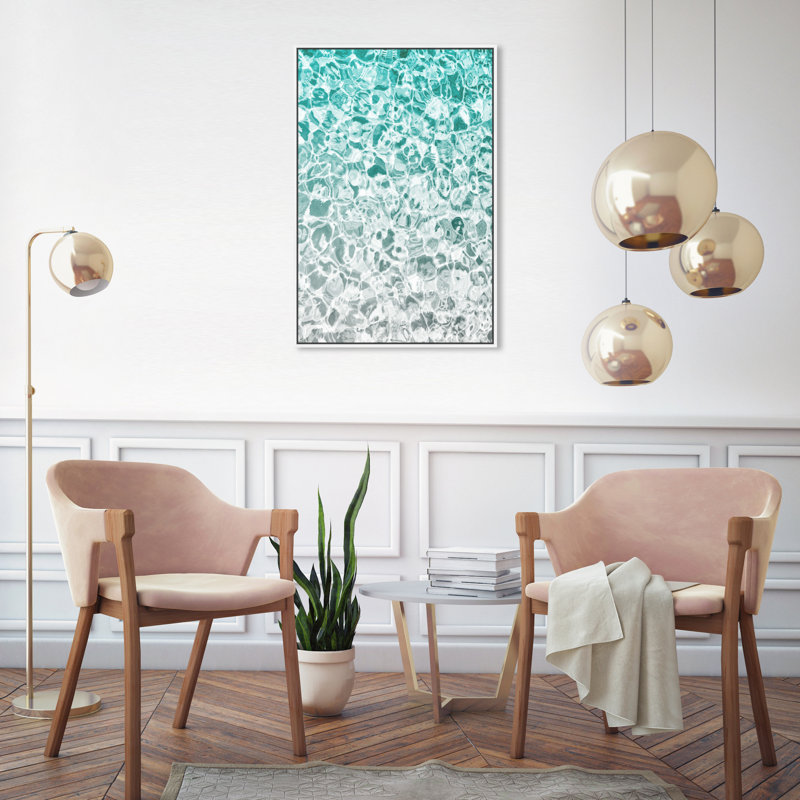 Clear Aqua Waters Coastal - impression d'art graphique, H 30 po x l 20 po x P 1,5 po, Toile blanche encadrée