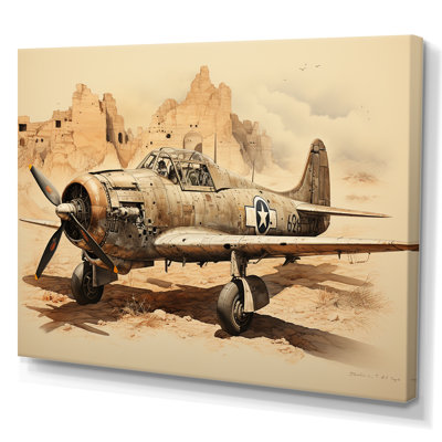 «Vintage Military Plane Desert Guardians» sur impression sur toile