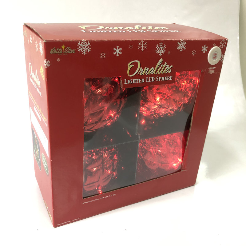 Boules de Noël sphériques à piles, Rouge