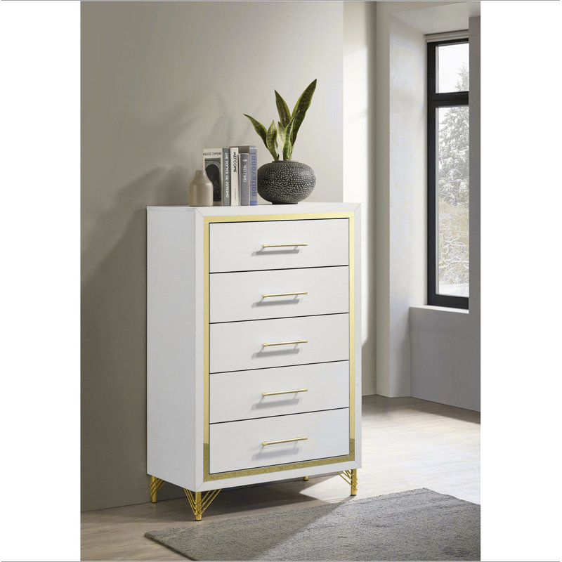 Commode blanche 5 tiroirs Chesney