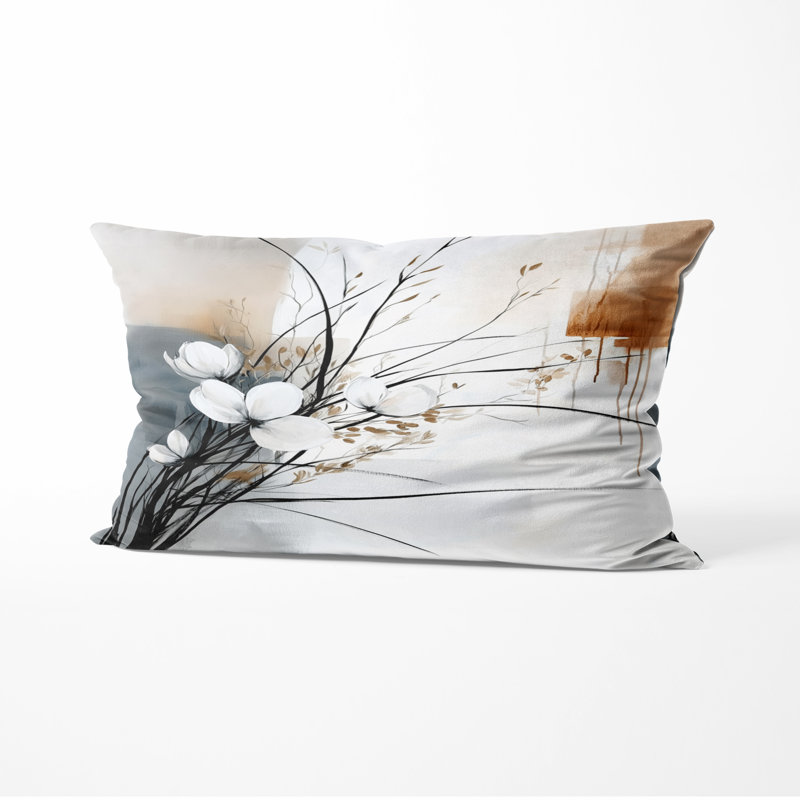 Mid Century Botanical Flower Gardens I Floral Throw Pillow, H 12 po x l 20 po