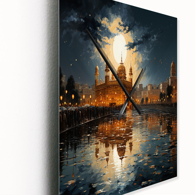 Horloge murale bouddhiste Golden Temple I, H 32 po x l 24 po x P 1 po