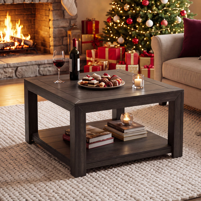 Table basse en bois massif, Marron foncé