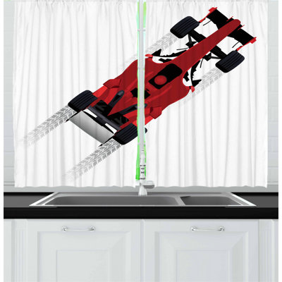 Cars 2 Piece Kitchen Curtain