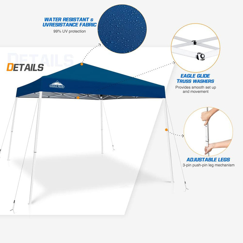 10X10 Slant Leg Pop-Up Canopy Tent With Instant Setup, Adjustable Height, And UV Protection For Outdoor Activities