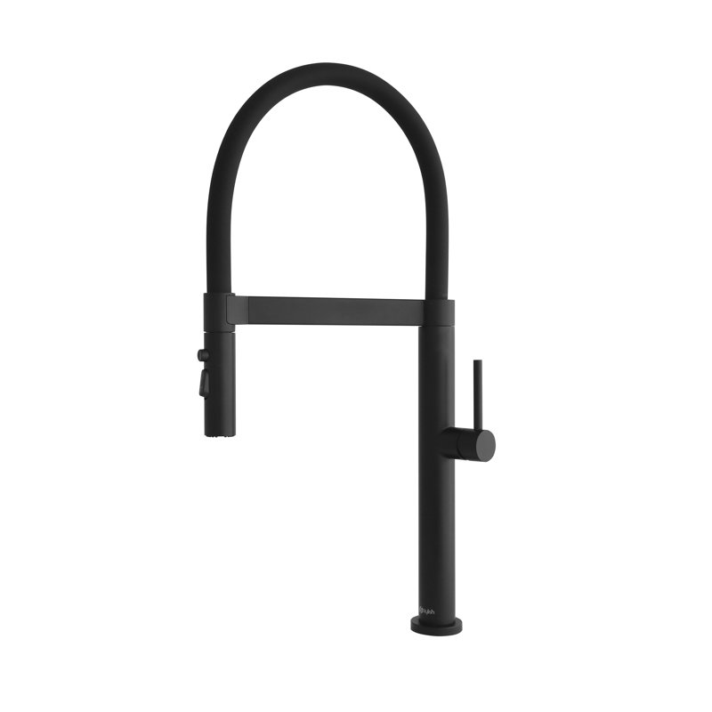Robinet d'évier de cuisine moderne à une poignée en acier inoxydable à une poignée avec bec verseur Modern Modern, Noir mat