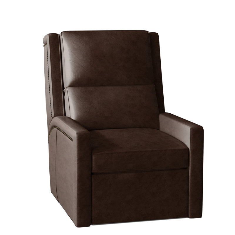 Norman Recliner, Aline Light Grey Genuine Leather, #9 Antique, Push Back