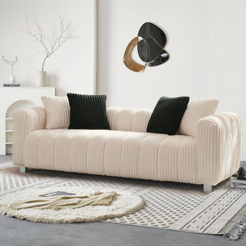 Canapé 82,6 po Corduroy, Blanc
